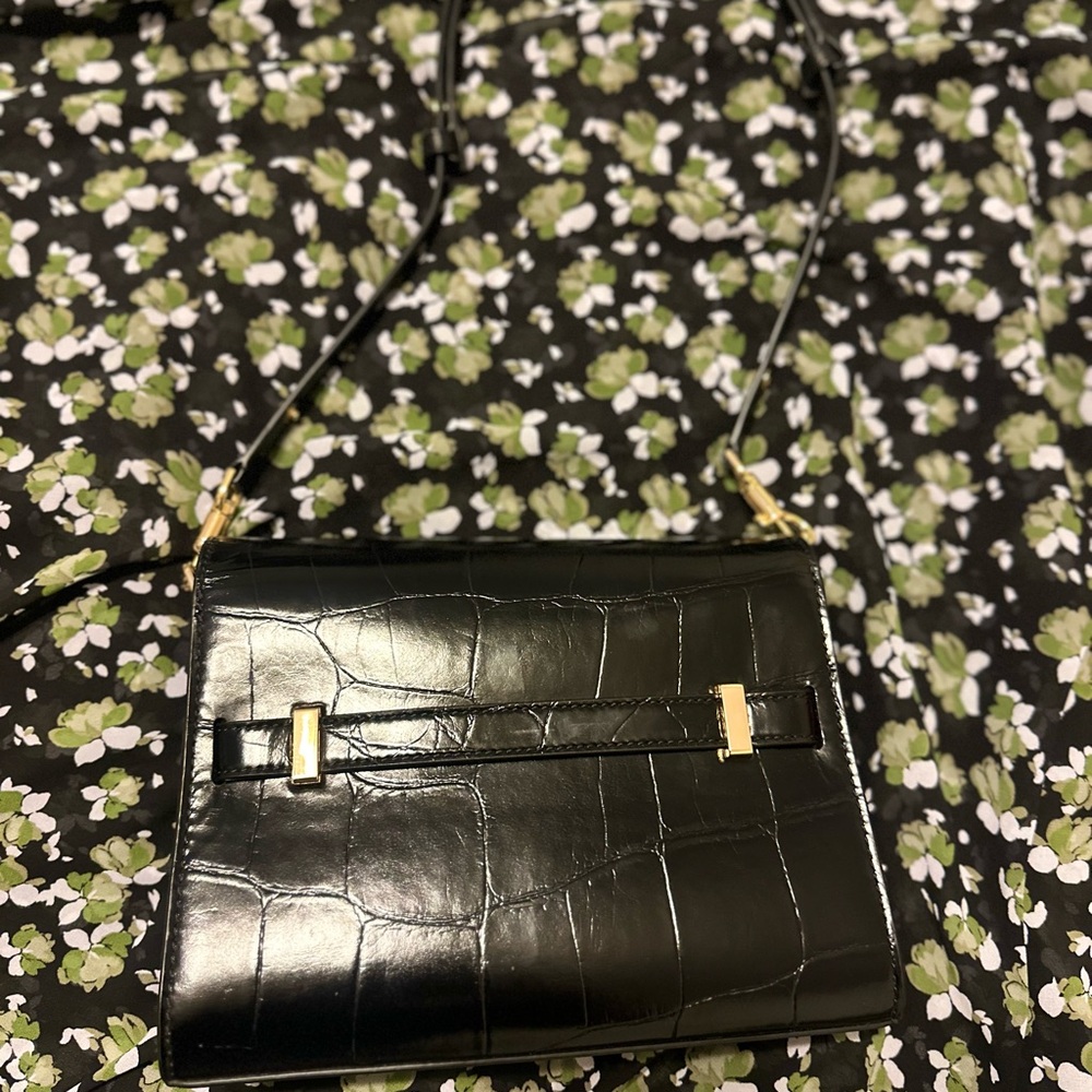 Tory Burch Lee Radziwill Shoulder Bag in Black Croc-Embossed Leather - Picture 16 of 16